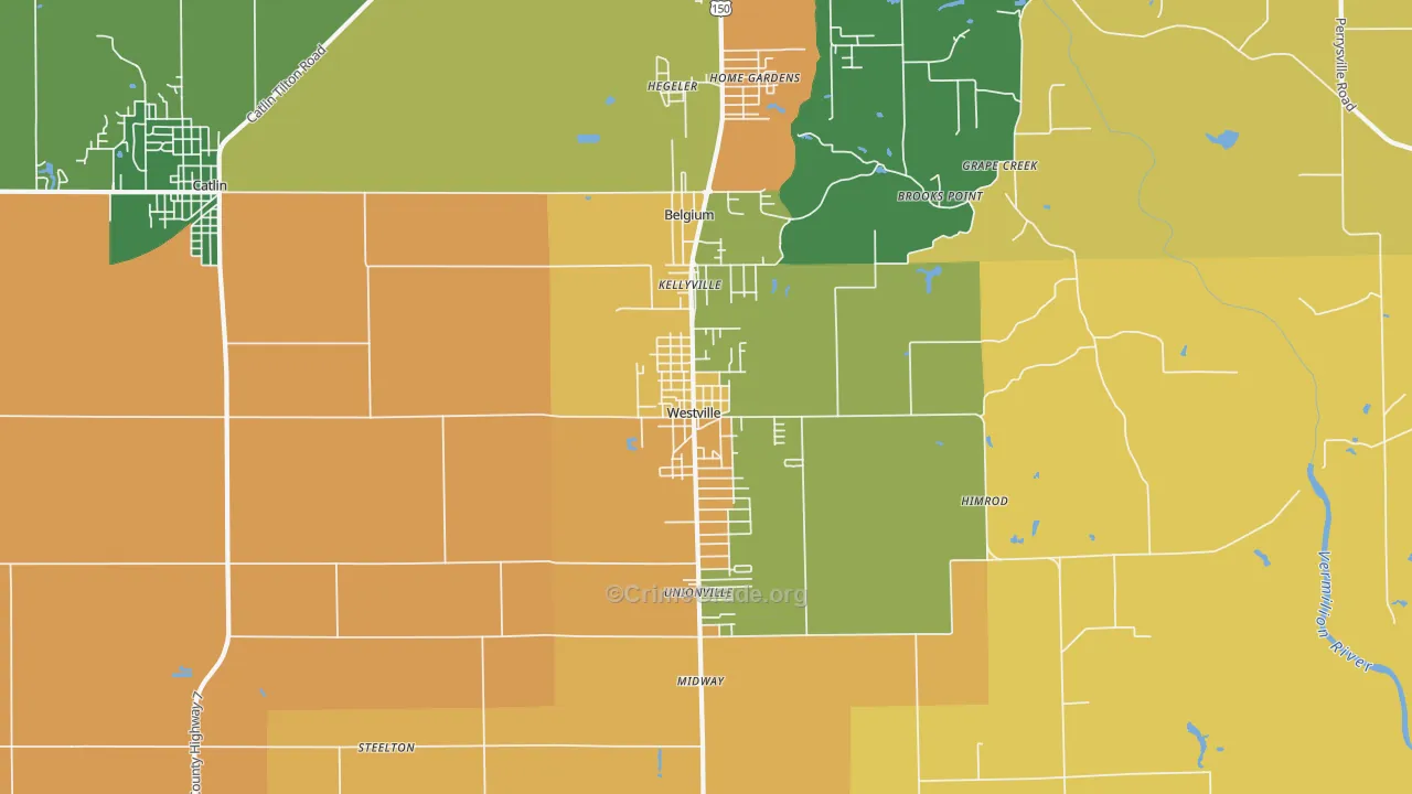 Westville, IL Map of Robbery Rates