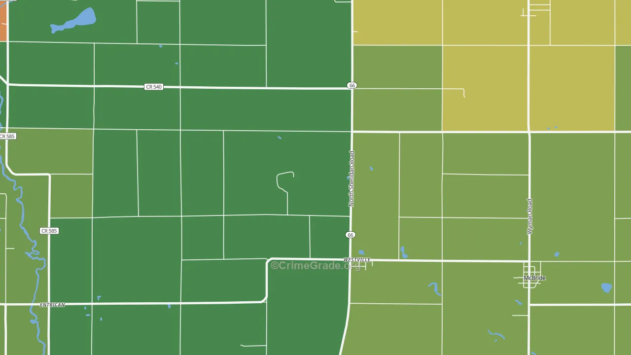 Westville, MI Map of Robbery Rates
