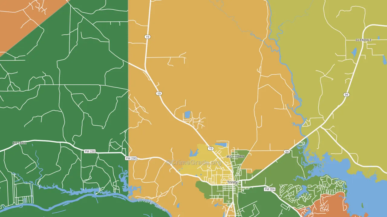 Westville, TX Map of Robbery Rates