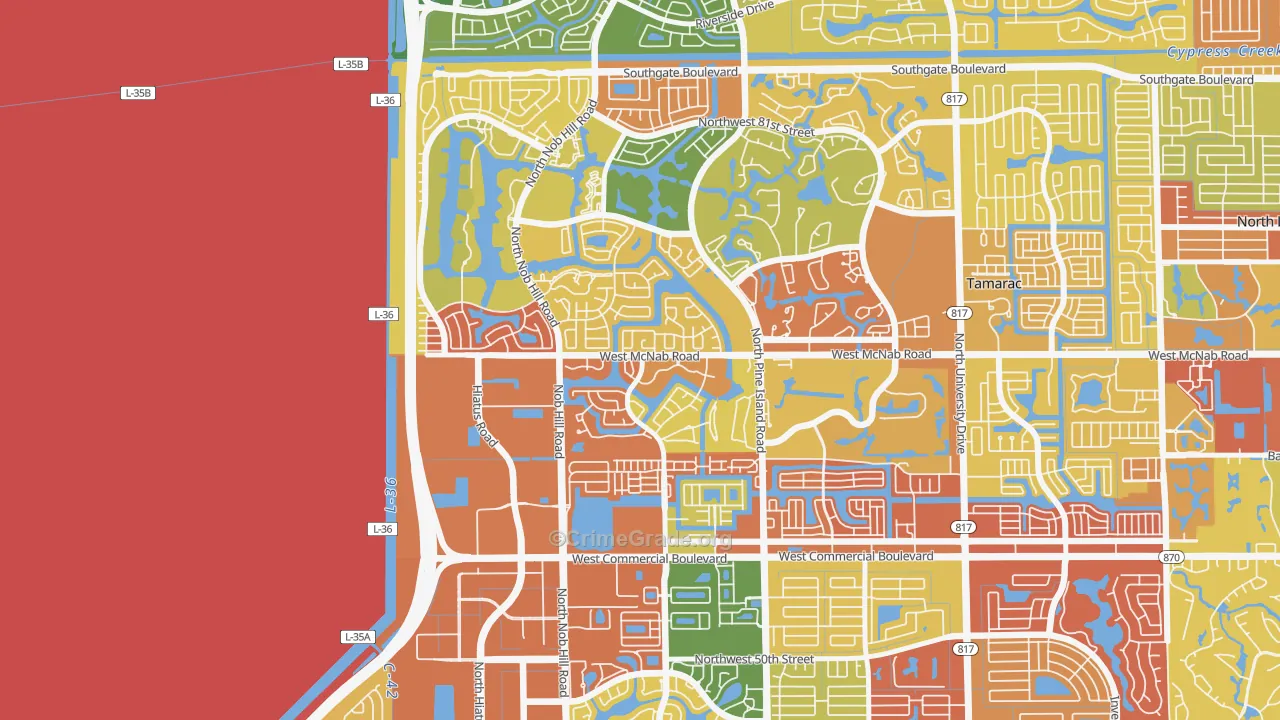 Westwood Community-North, Tamarac, FL Map of Robbery Rates