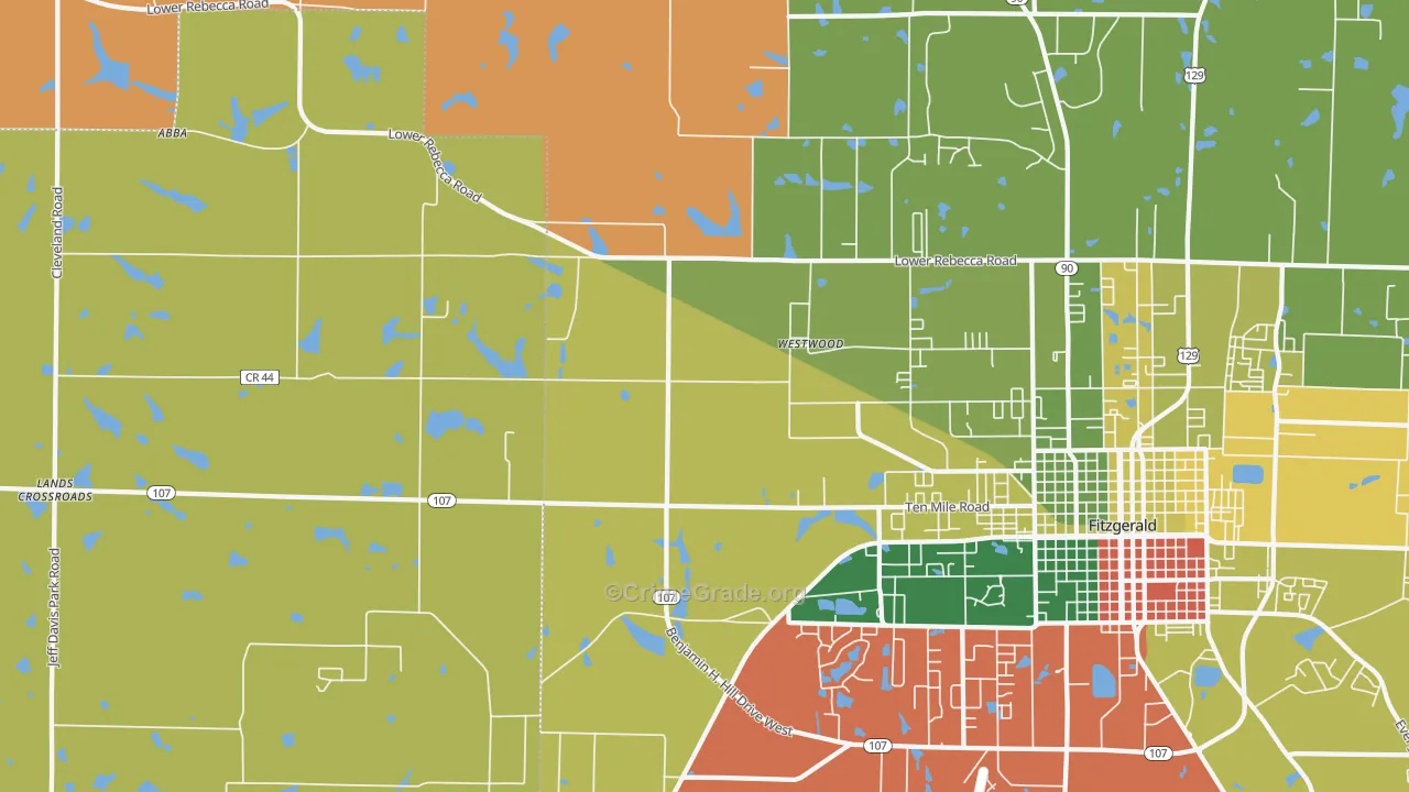Westwood, GA Map of Robbery Rates