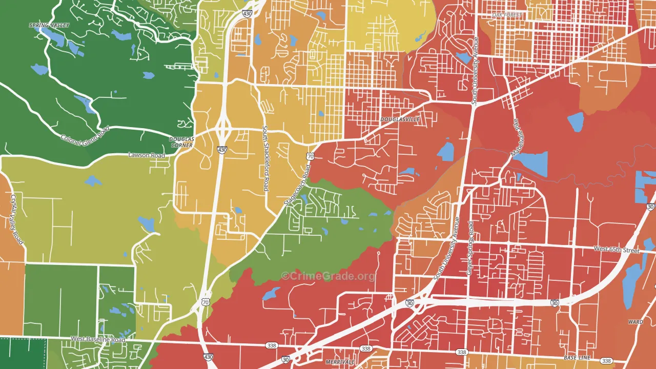 Westwood, Little Rock, AR Map of Robbery Rates