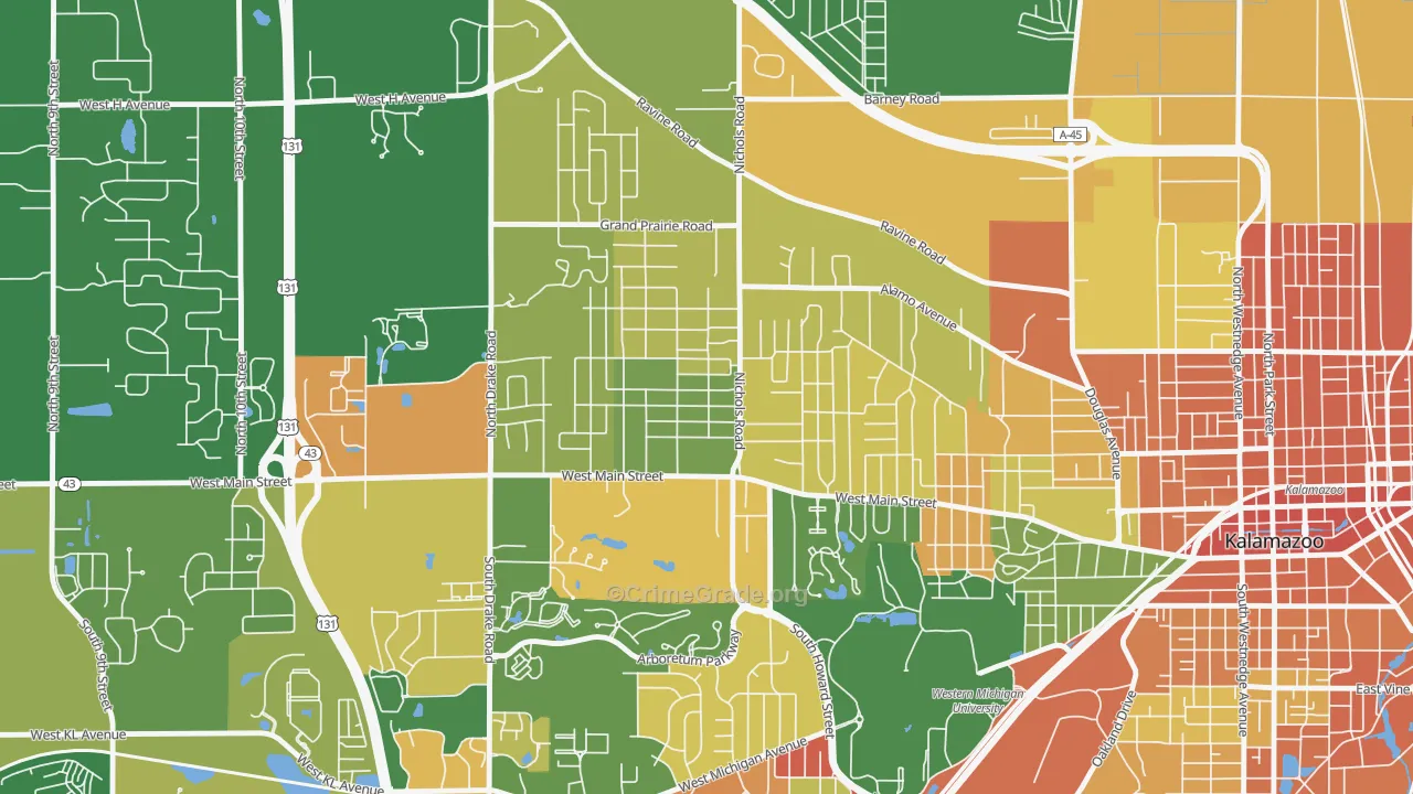 Westwood, MI Map of Robbery Rates