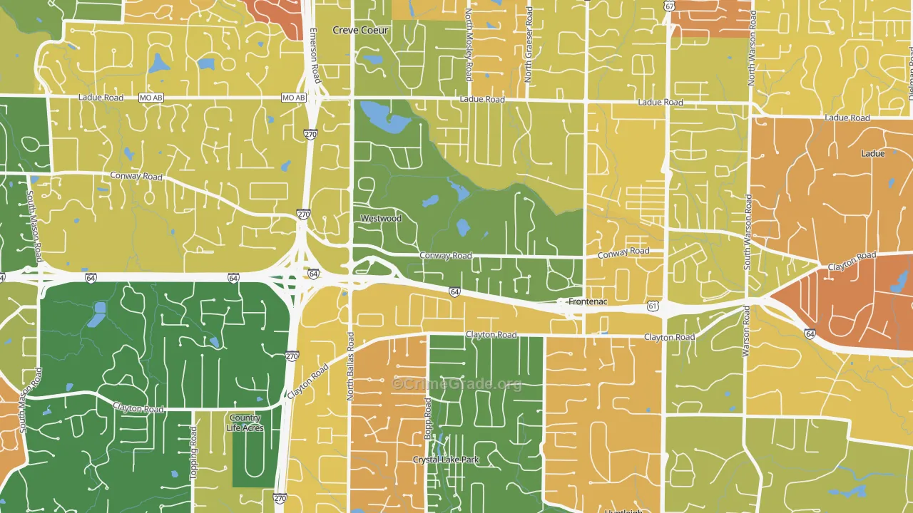 Westwood, MO Map of Robbery Rates