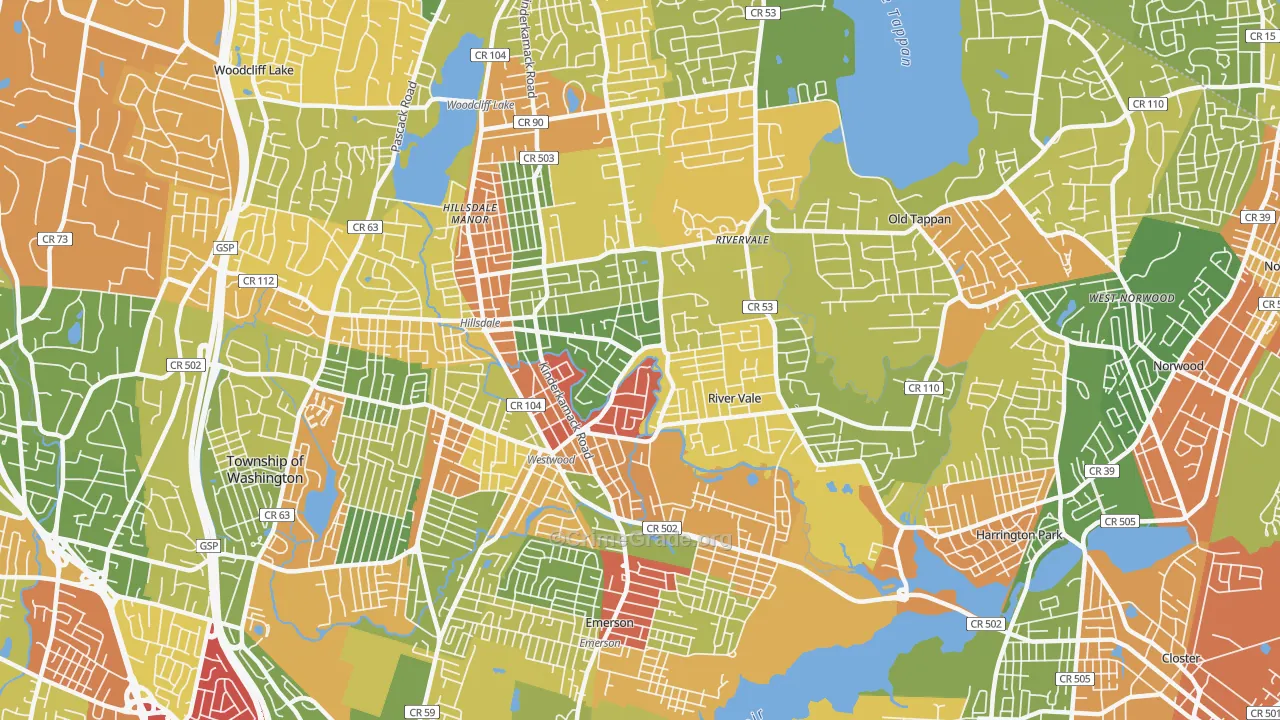 Westwood, NJ Map of Robbery Rates
