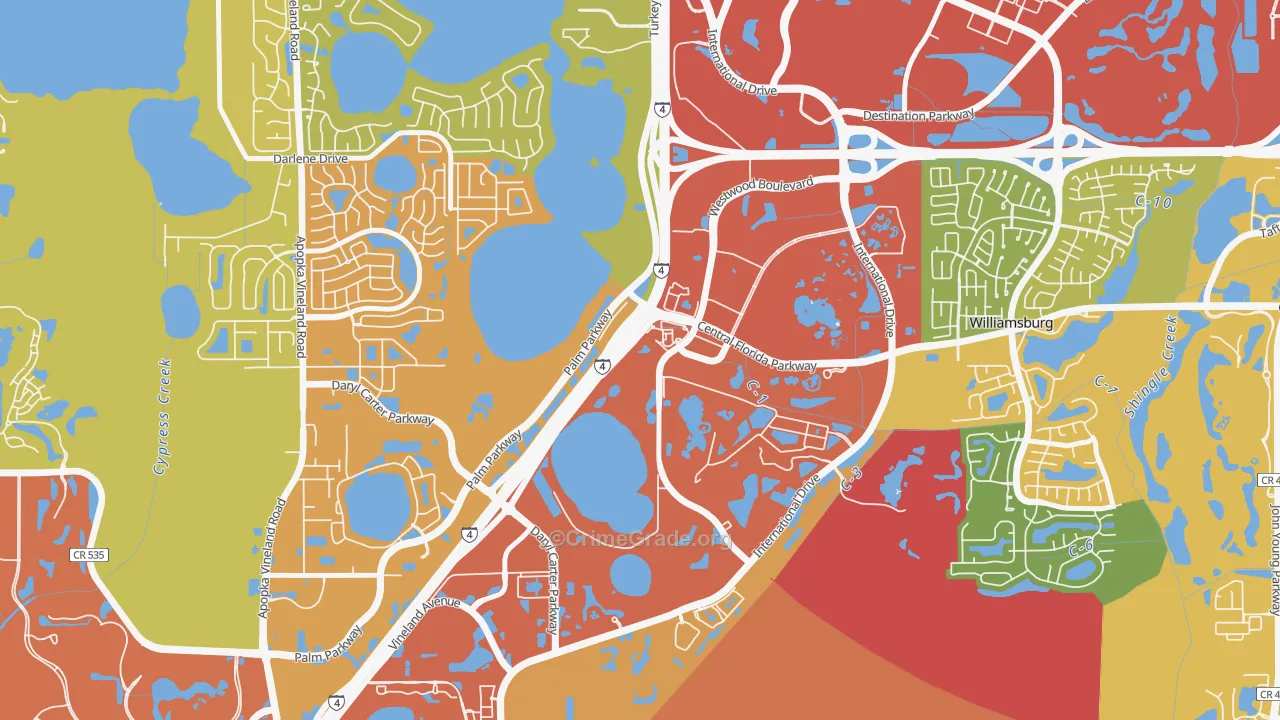 Westwood, Orlando, FL Map of Robbery Rates
