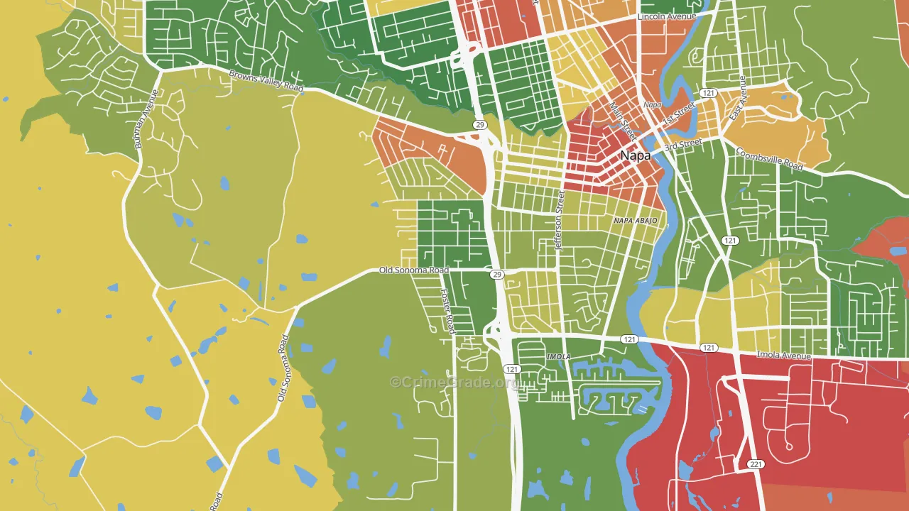 Westwood-San Francisco, Napa, CA Map of Robbery Rates