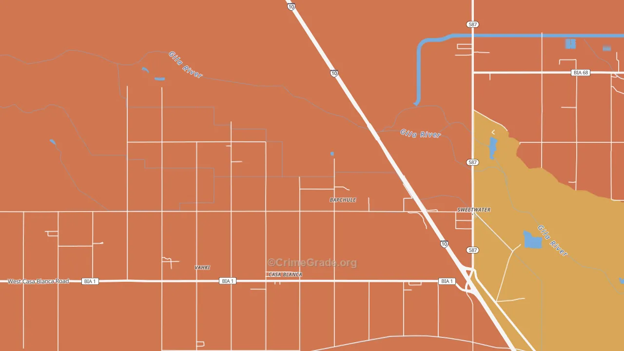 Wet Camp Village, AZ Map of Robbery Rates