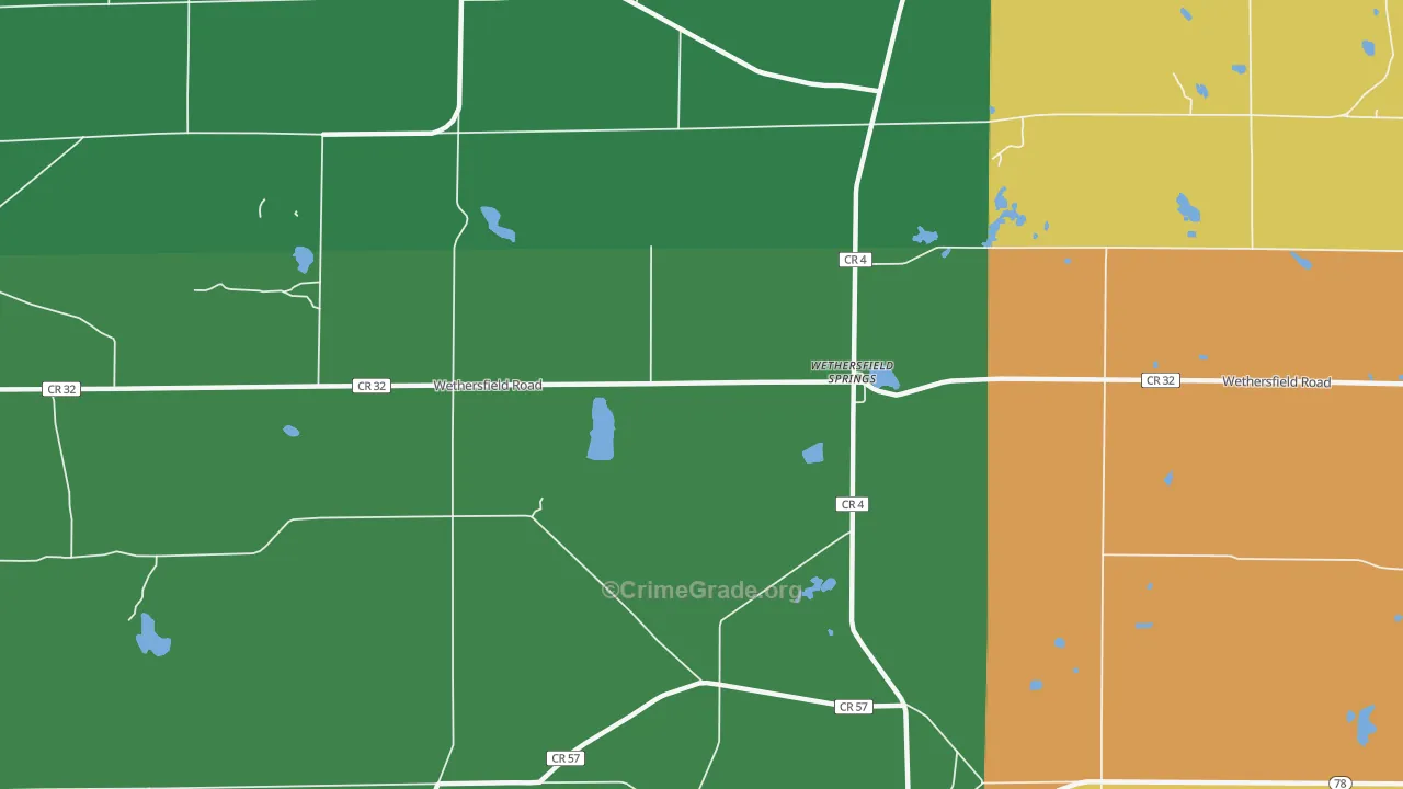 Wethersfield Springs, NY Map of Robbery Rates