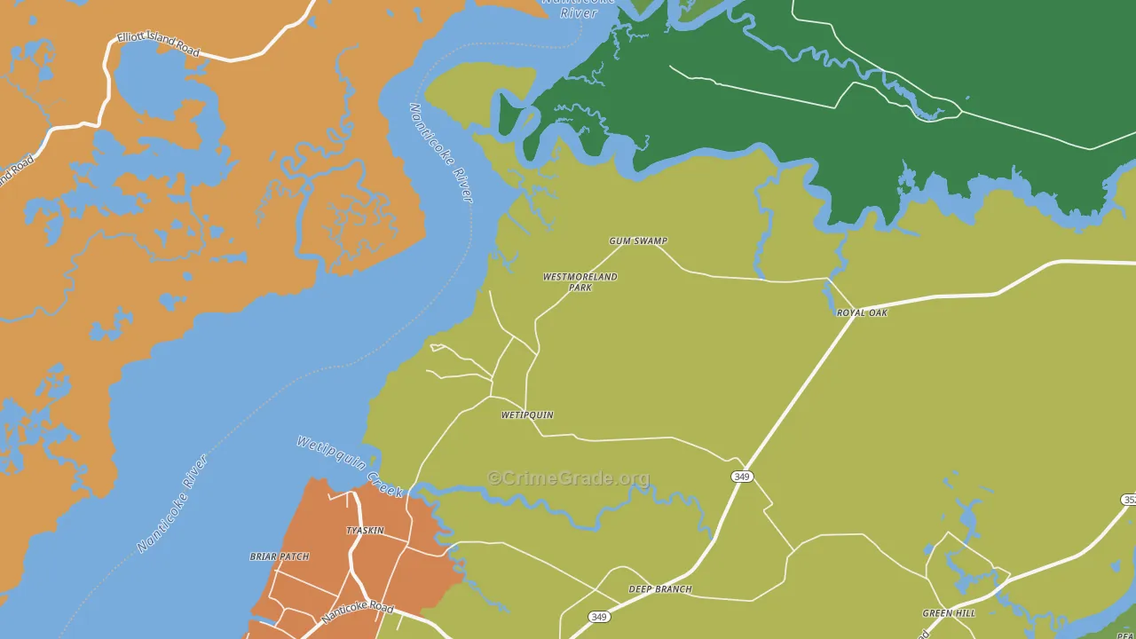Wetipquin, MD Map of Robbery Rates
