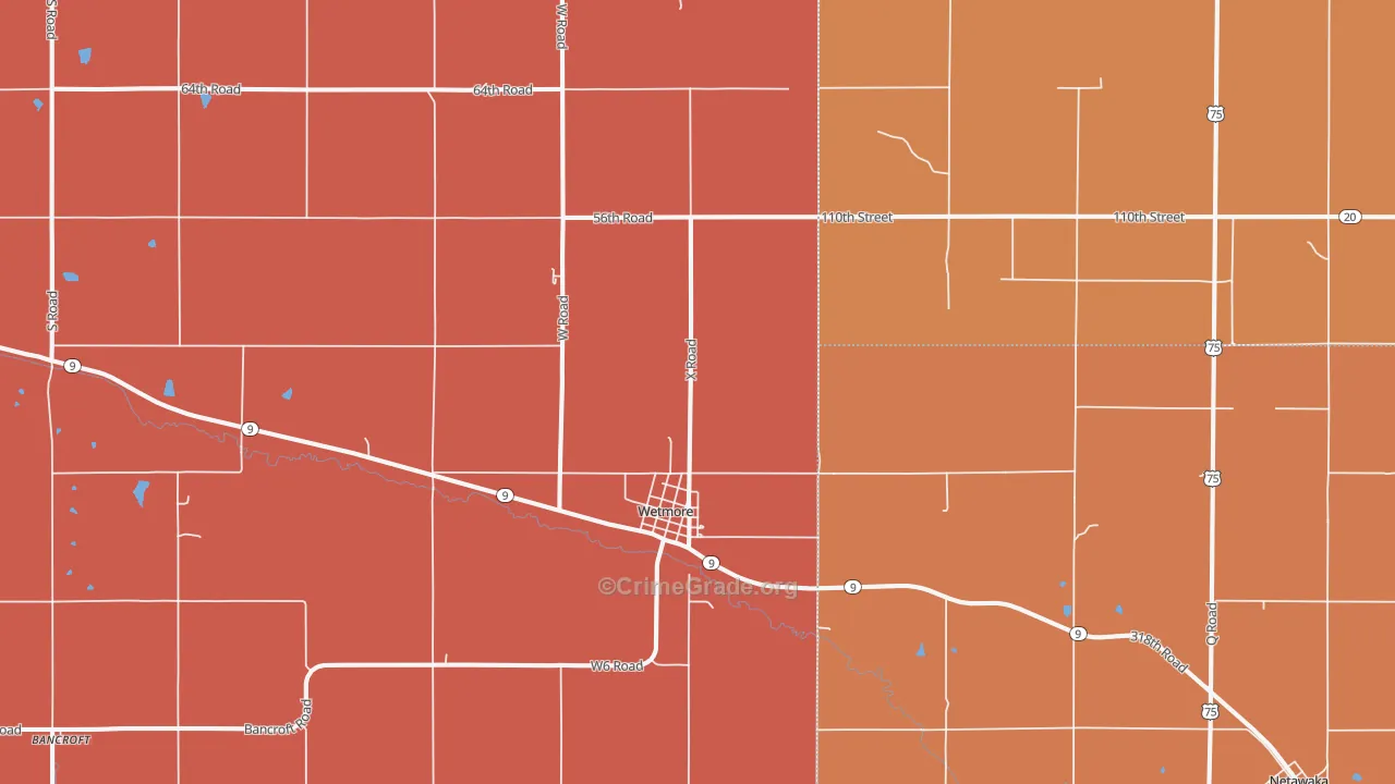 Wetmore, KS Map of Robbery Rates