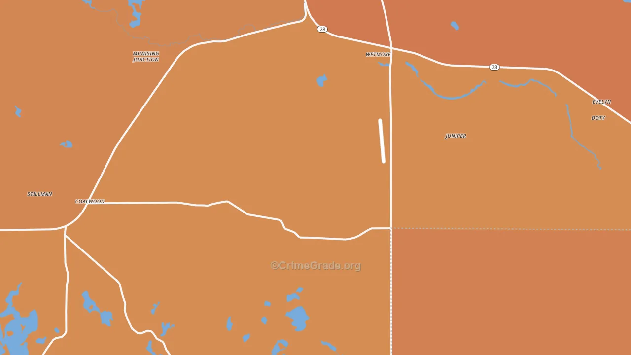Wetmore, MI Map of Robbery Rates