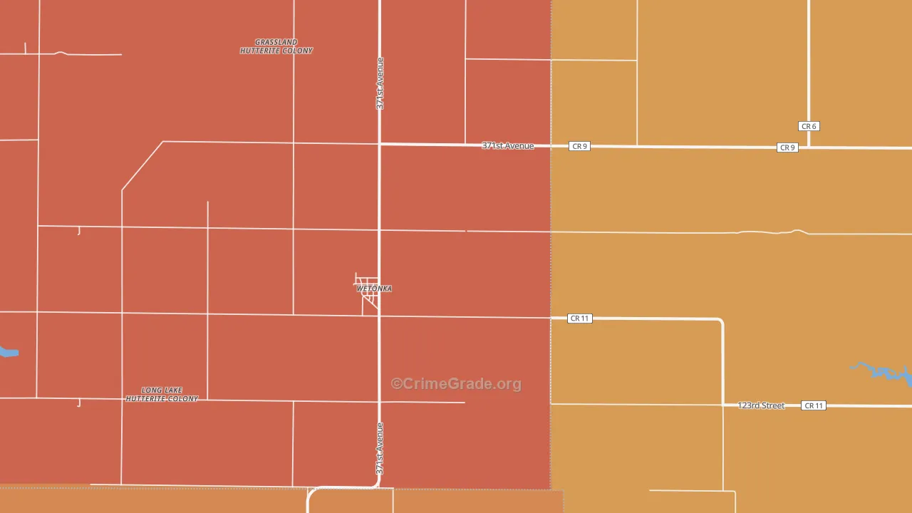 Wetonka, SD Map of Robbery Rates
