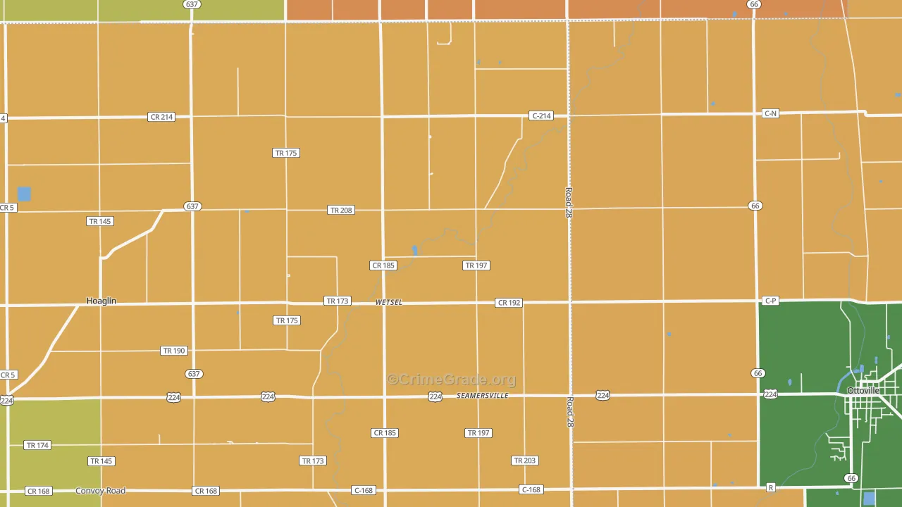 Wetsel, OH Map of Robbery Rates
