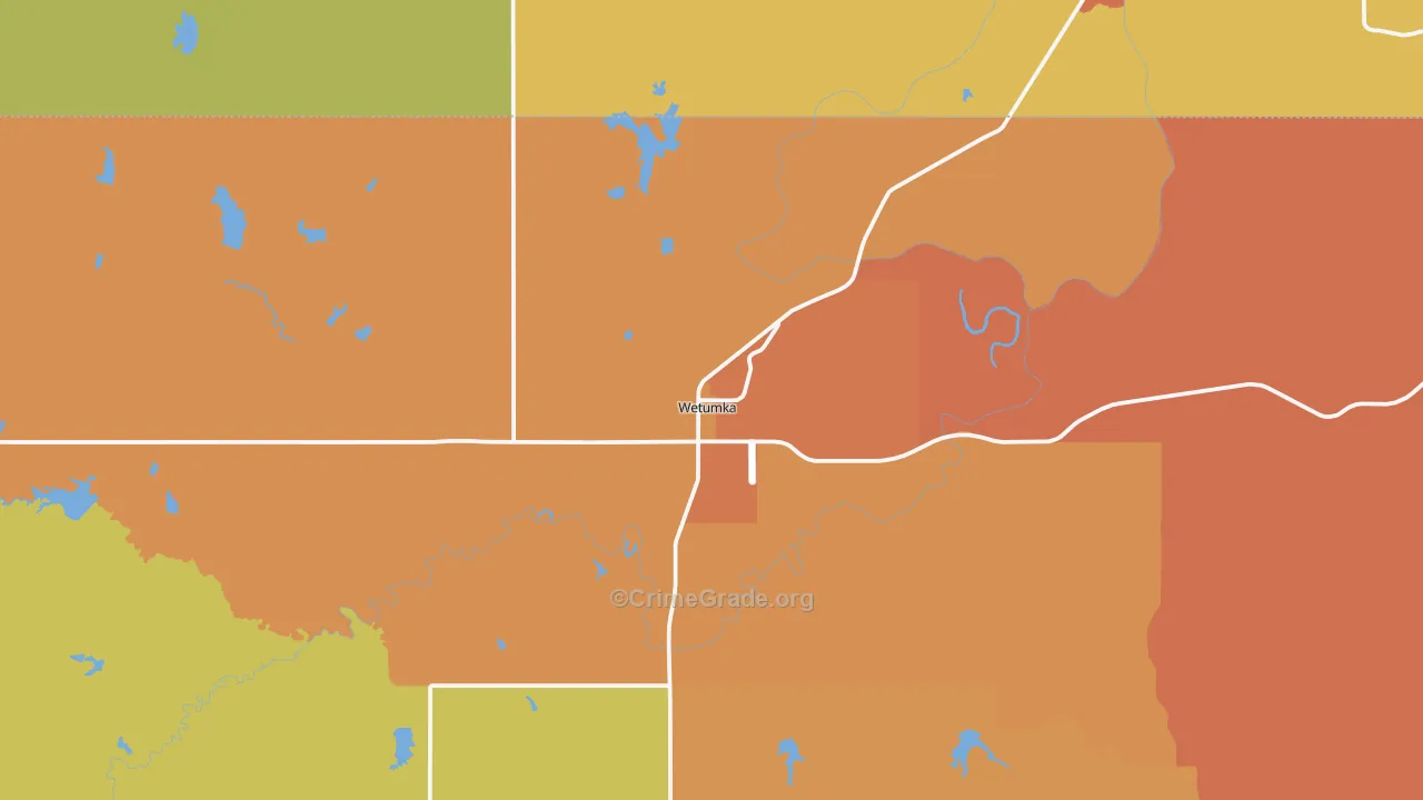Wetumka, OK Map of Robbery Rates