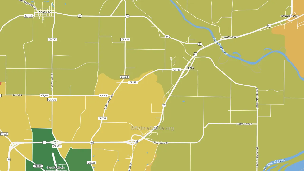 Wever, IA Map of Robbery Rates
