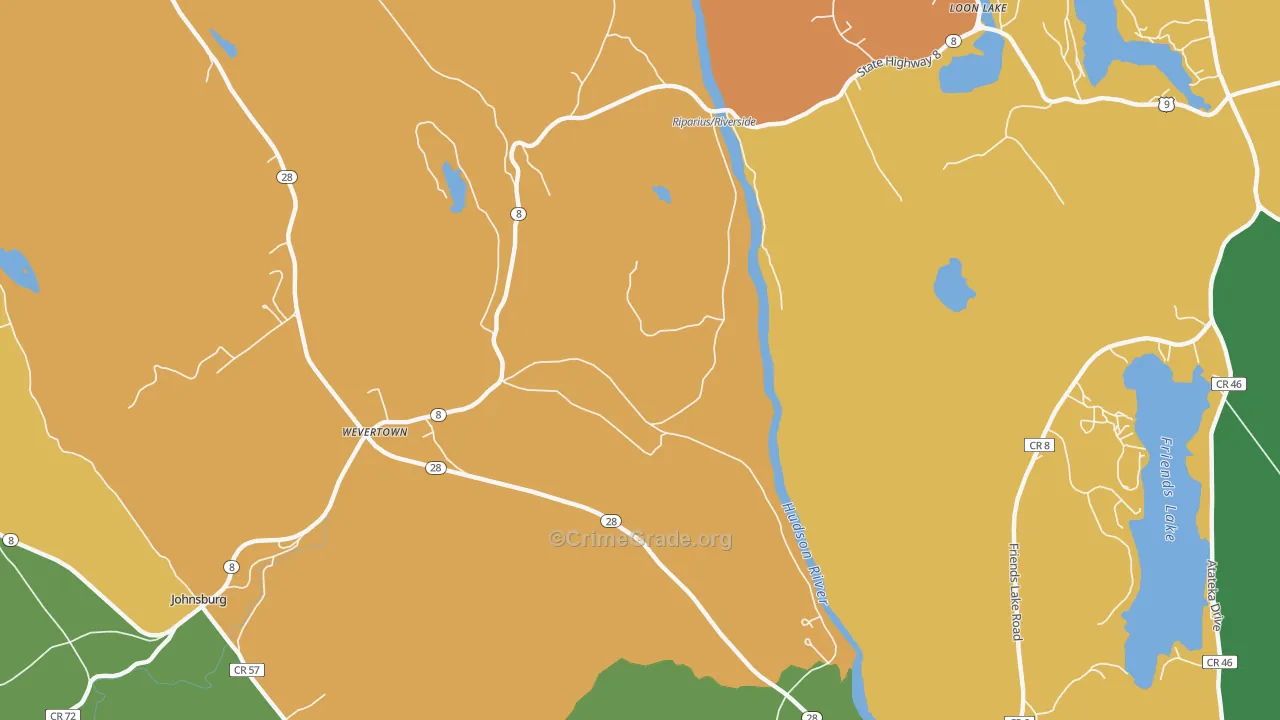 Wevertown, NY Map of Robbery Rates