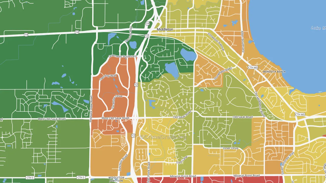 Wexford, Madison, WI Map of Robbery Rates