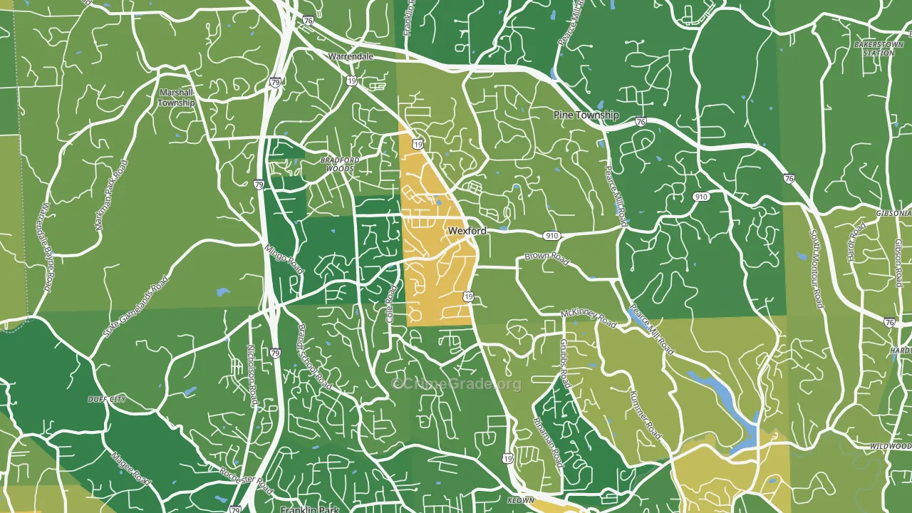 Wexford, PA Map of Robbery Rates