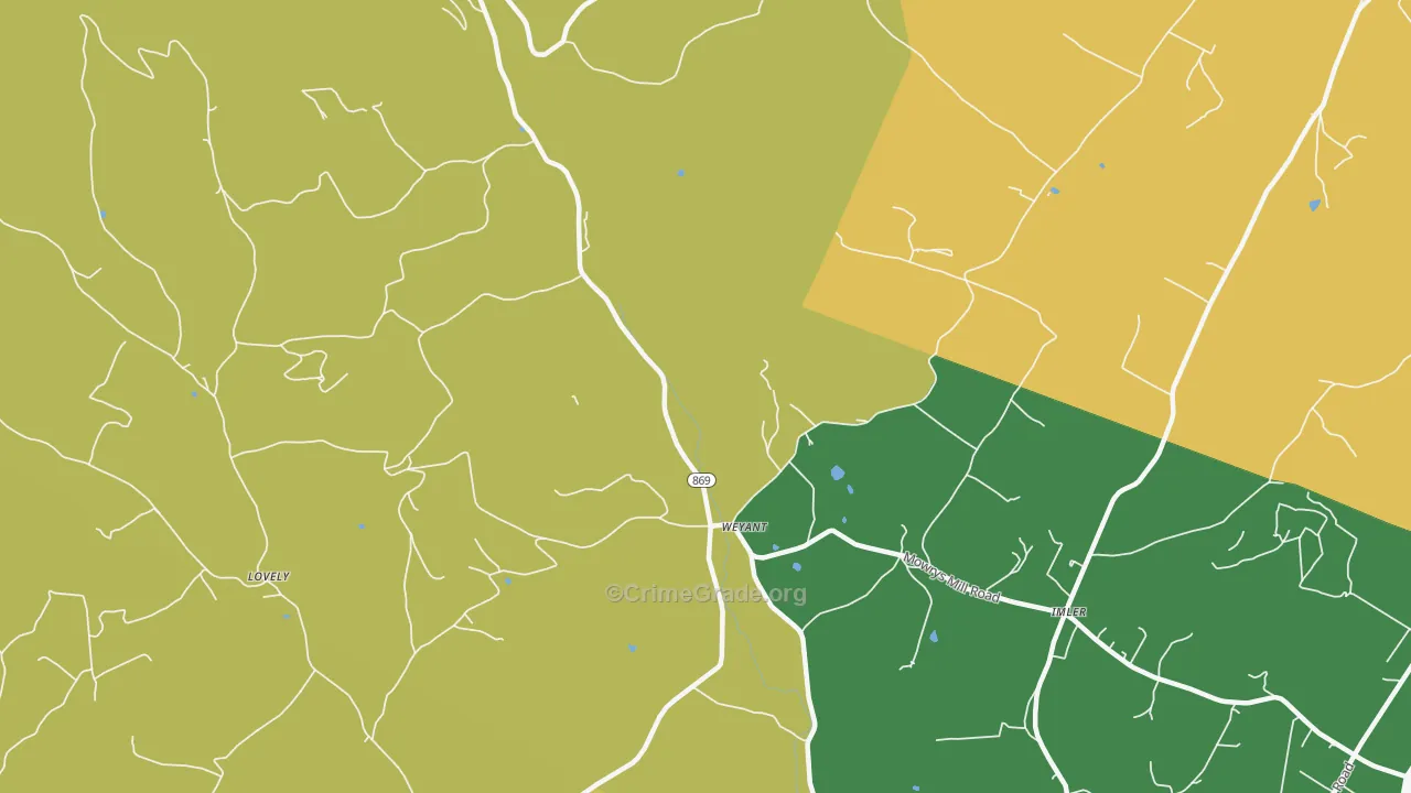 Weyant, PA Map of Robbery Rates