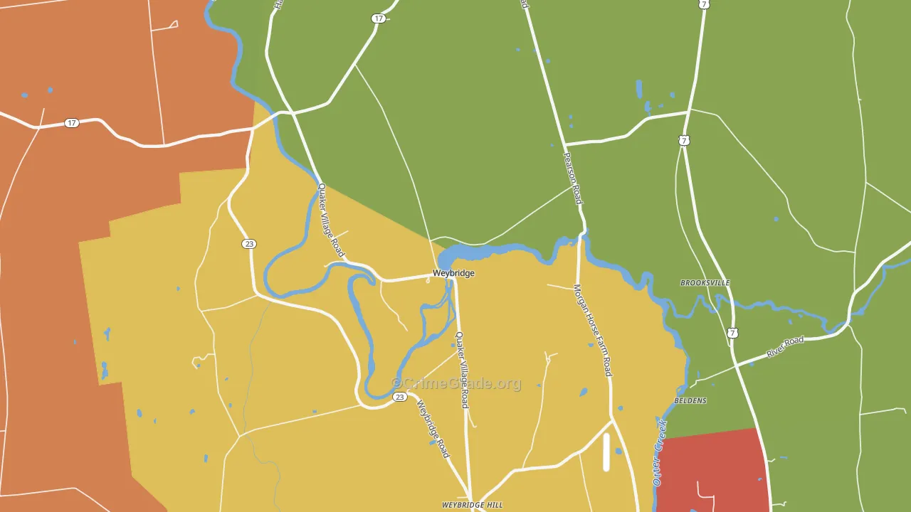 Weybridge, VT Map of Robbery Rates