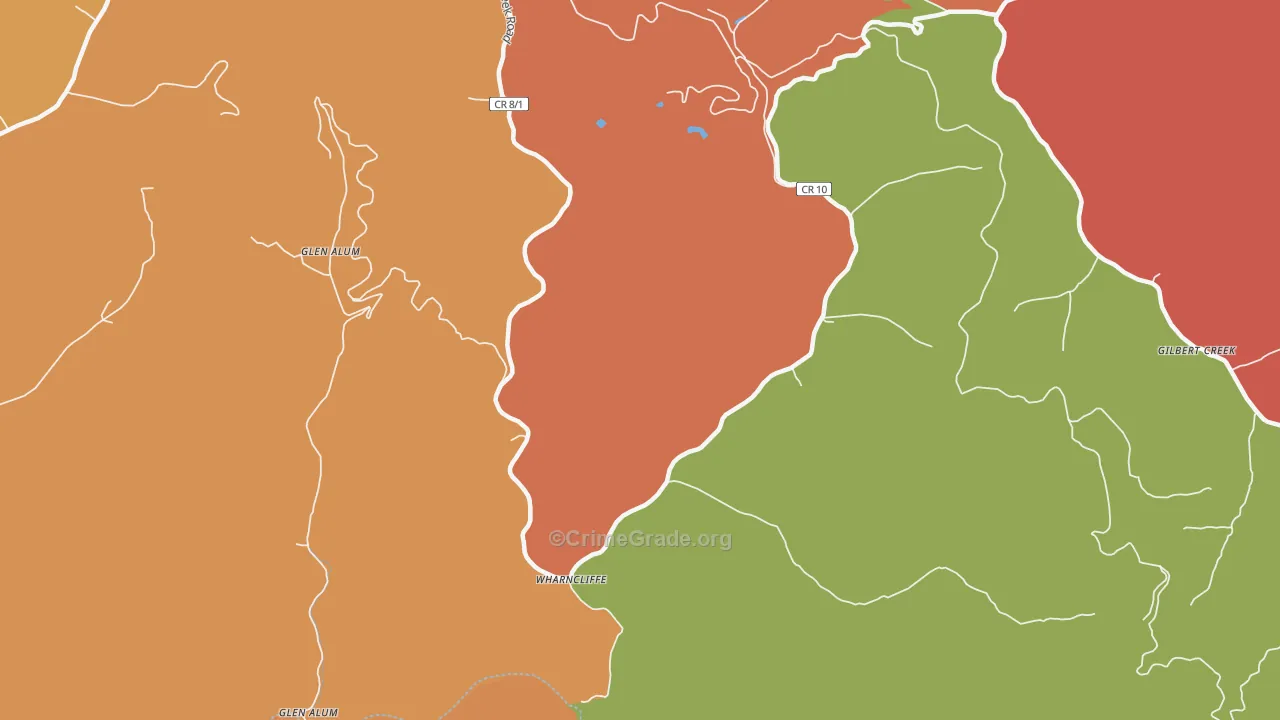 Wharncliffe, WV Map of Robbery Rates