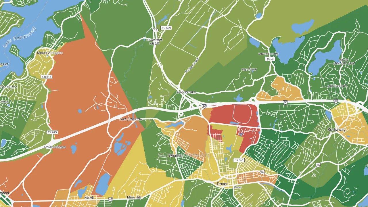 Wharton, NJ Map of Robbery Rates