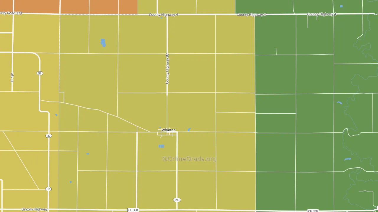 Wharton, OH Map of Robbery Rates