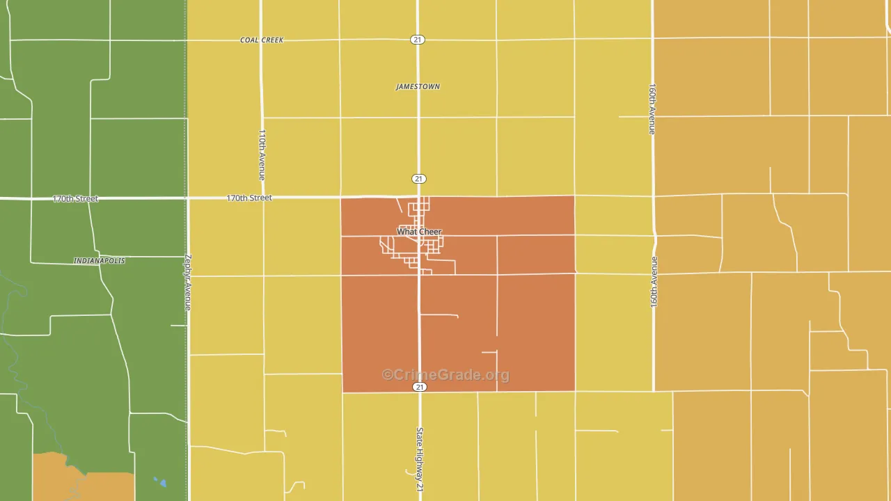What Cheer, IA Map of Robbery Rates