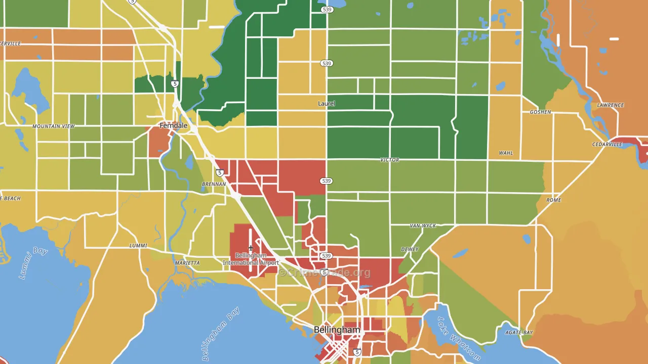 Whatcom County, WA Map of Robbery Rates