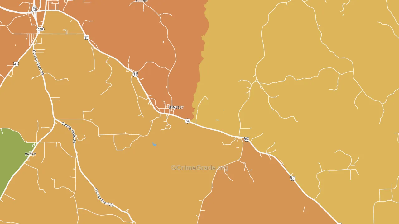 Whatley, AL Map of Robbery Rates