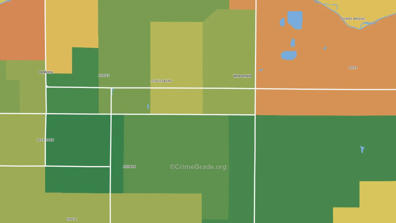 Wheatfield, IN Map of Robbery Rates