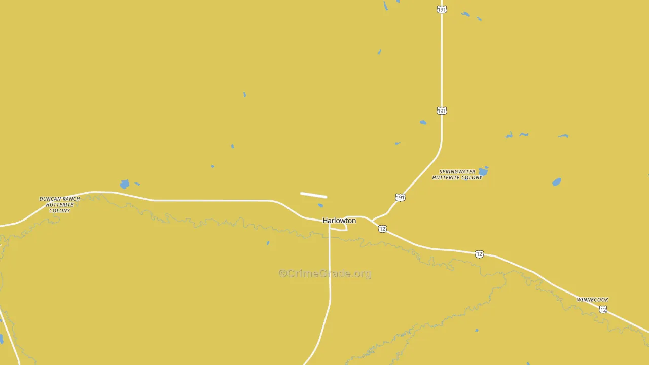 Wheatland County, MT Map of Robbery Rates