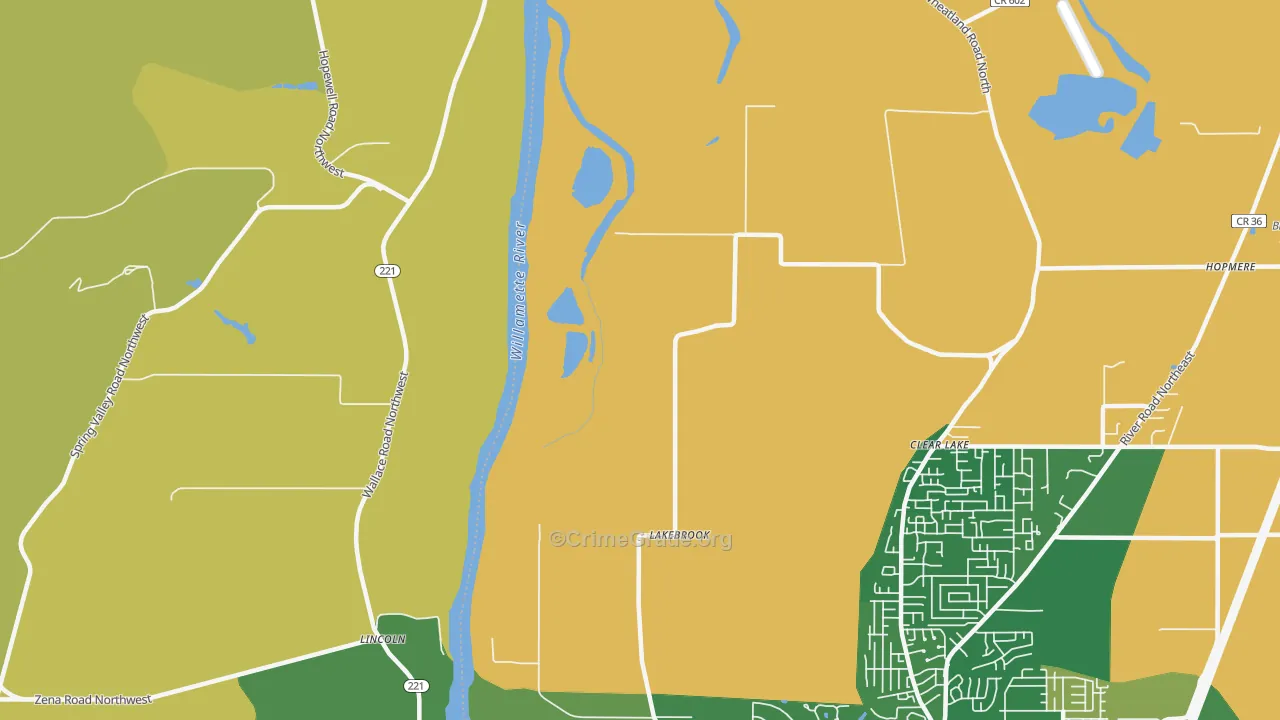 Wheatland, OR Map of Robbery Rates