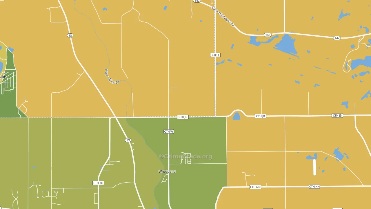 Wheatland, WI Map of Robbery Rates