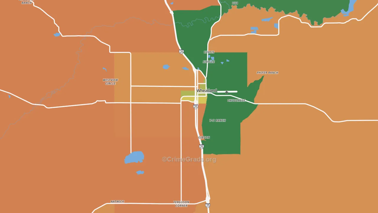 Wheatland, WY Map of Robbery Rates