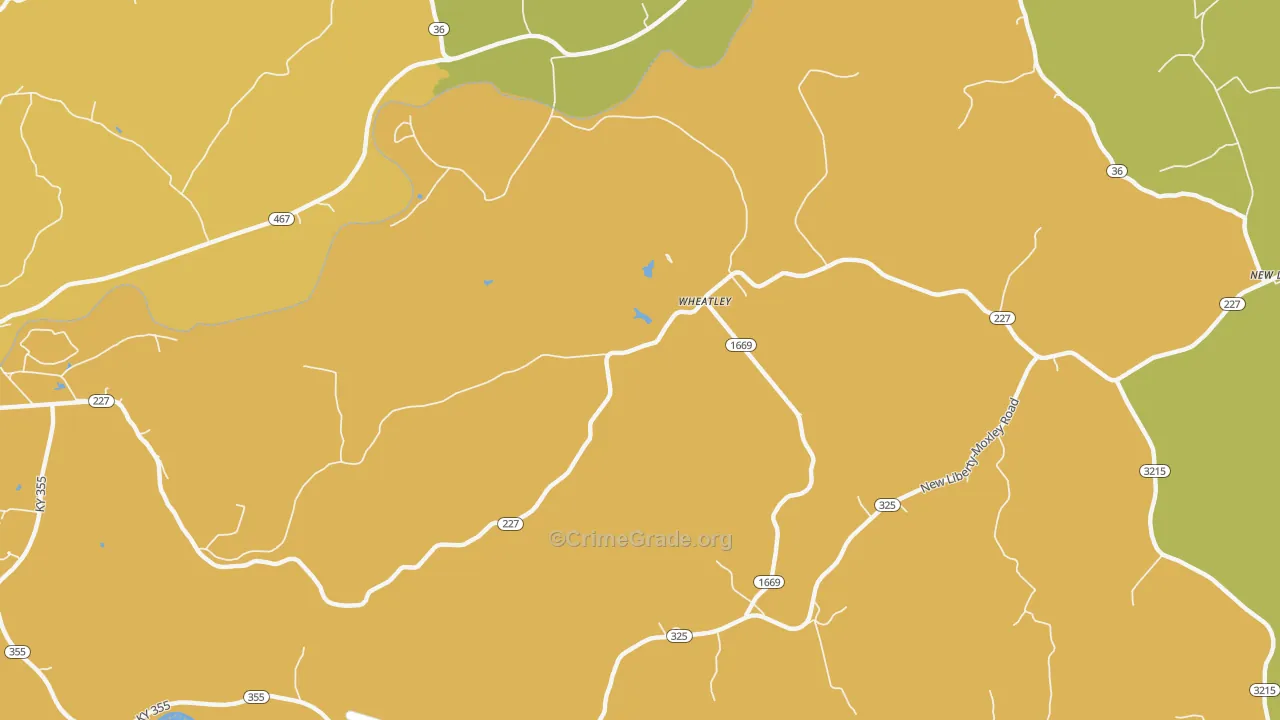 Wheatley, KY Map of Robbery Rates