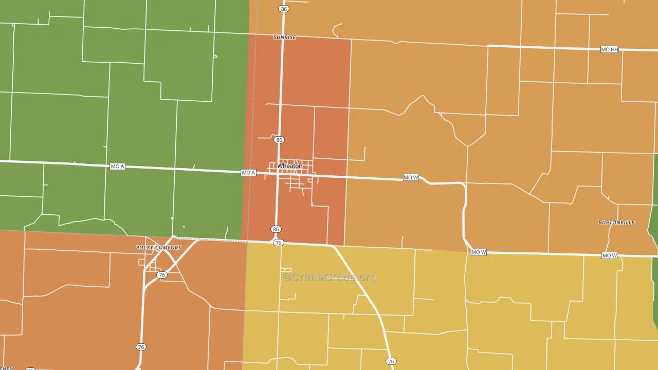 Wheaton, MO Map of Robbery Rates