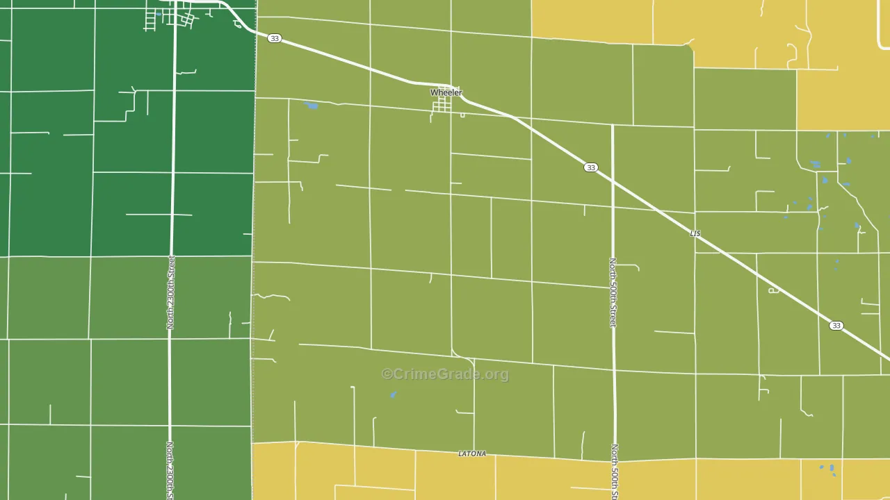 Wheeler, IL Map of Robbery Rates