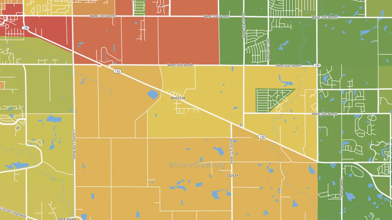 Wheeler, IN Map of Robbery Rates