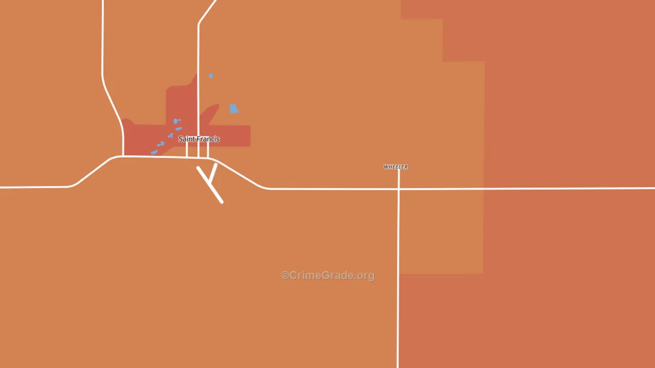 Wheeler, KS Map of Robbery Rates