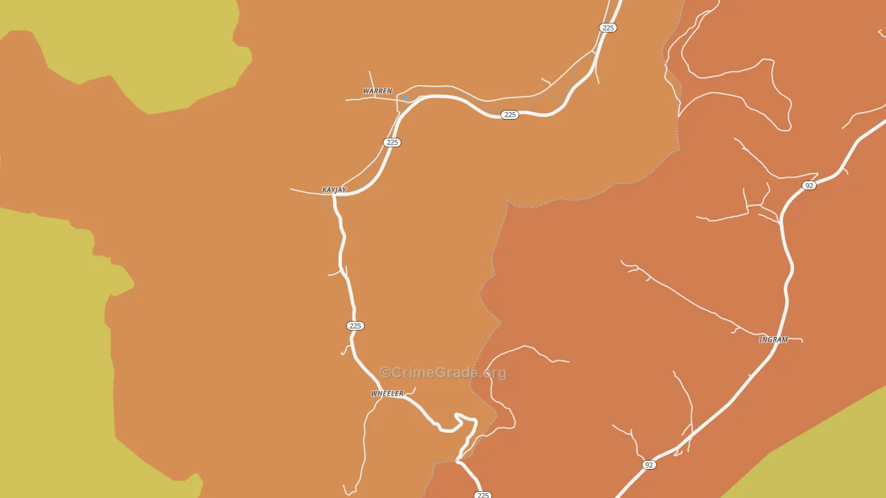 Wheeler, KY Map of Robbery Rates