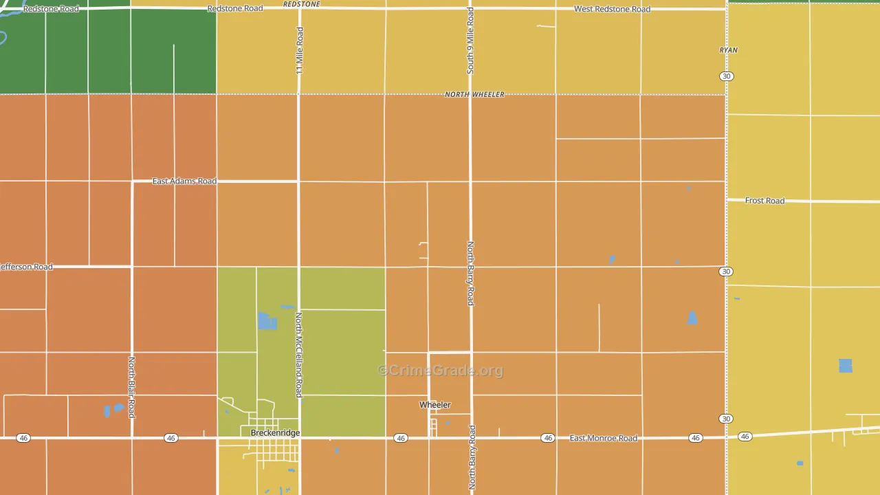 Wheeler, MI Map of Robbery Rates