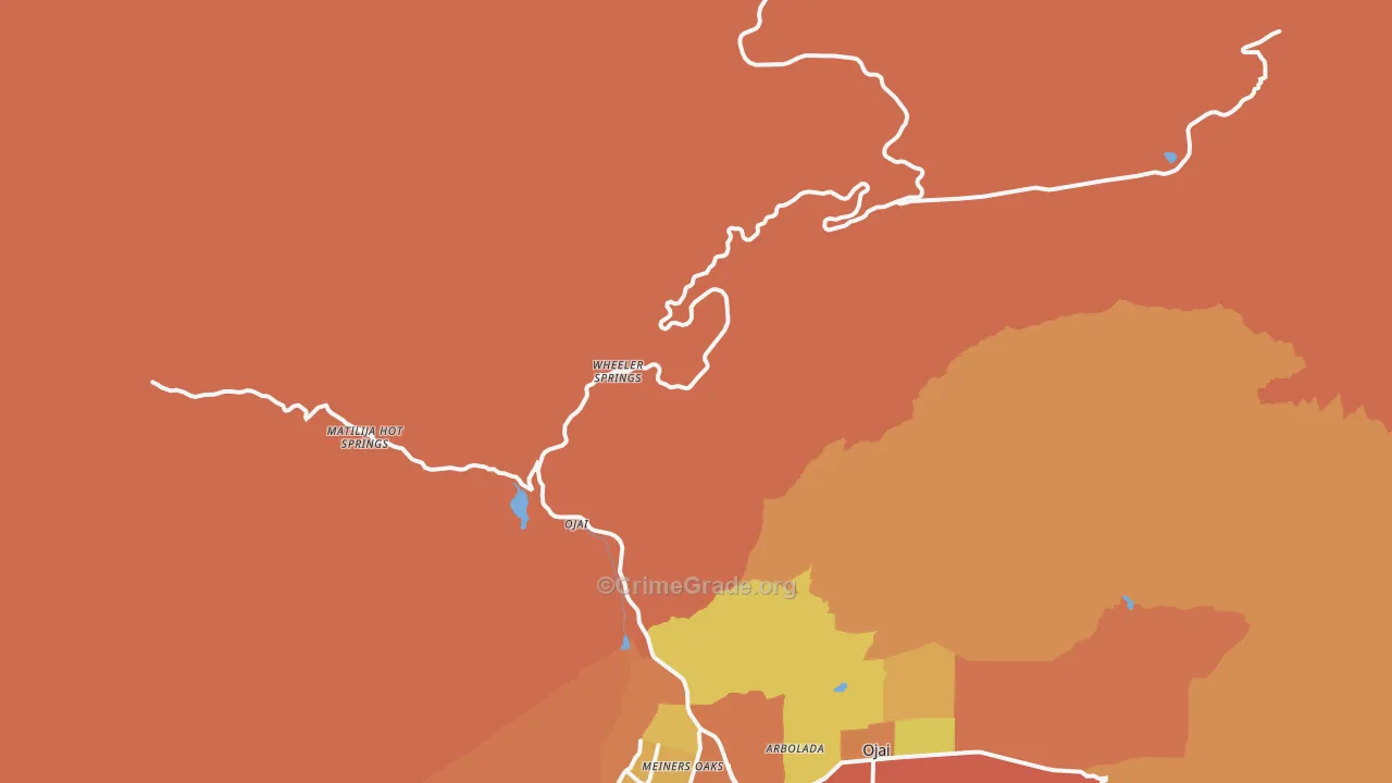 Wheeler Springs, CA Map of Robbery Rates