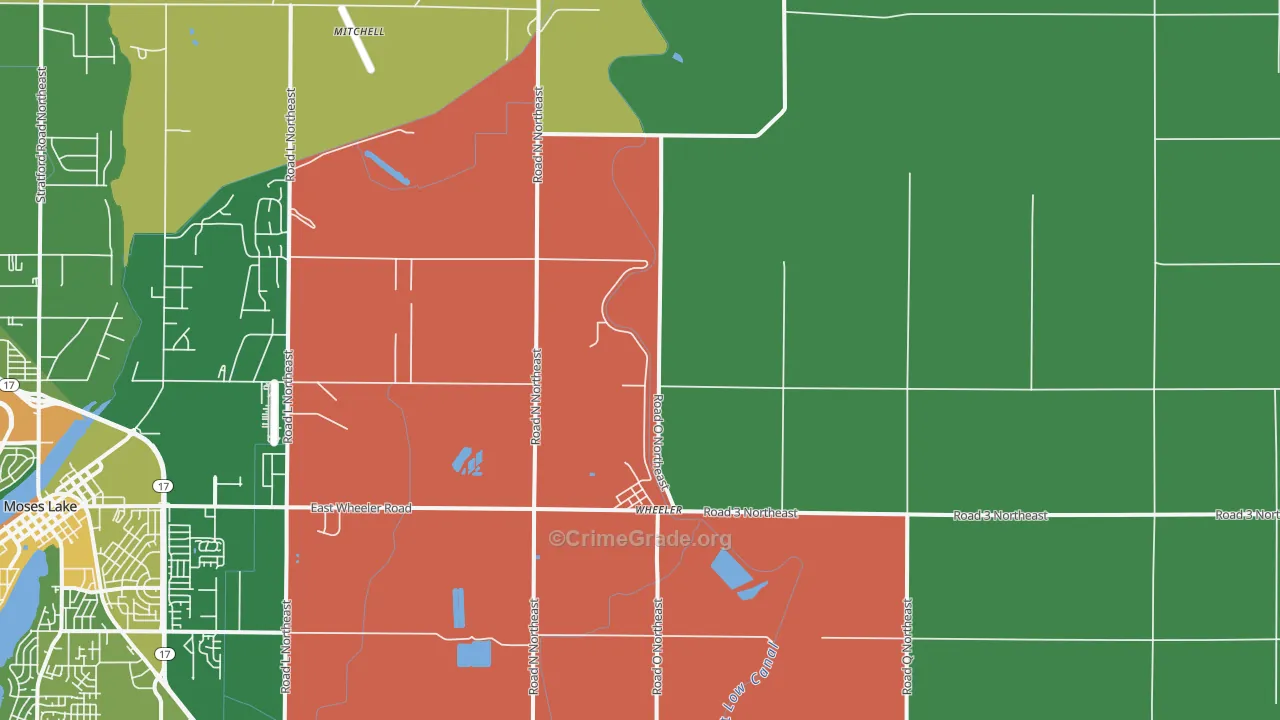 Wheeler, WA Map of Robbery Rates