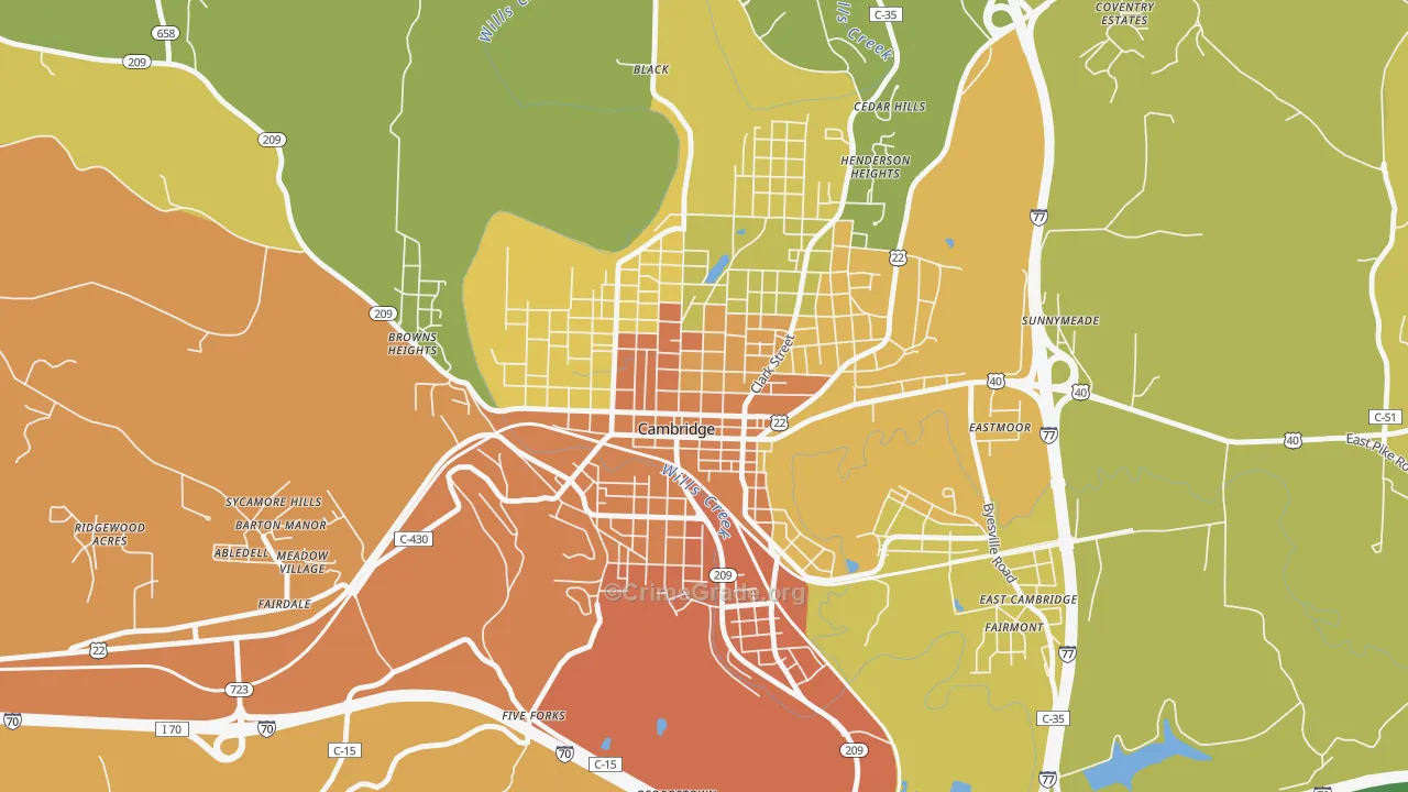 Wheeling Avenue Historic District, Cambridge, OH Map of Robbery Rates
