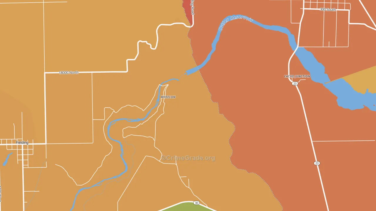Wheelon, UT Map of Robbery Rates