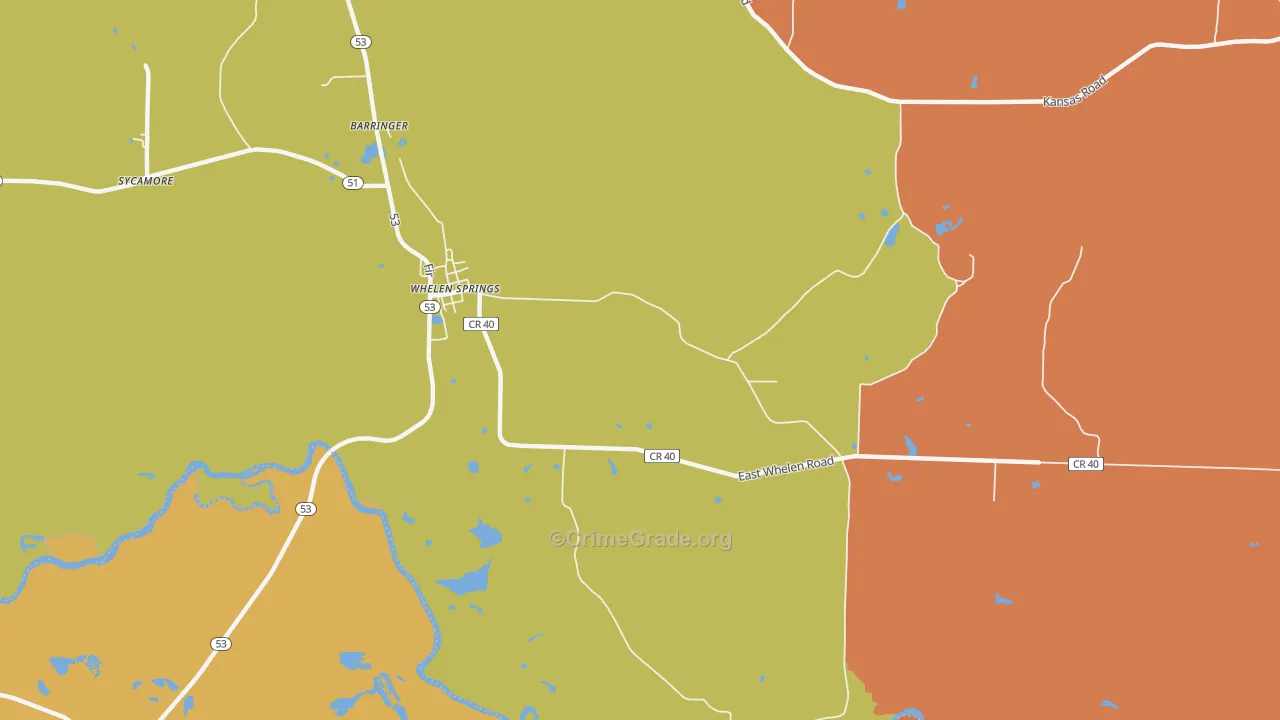 Whelen Springs, AR Map of Robbery Rates