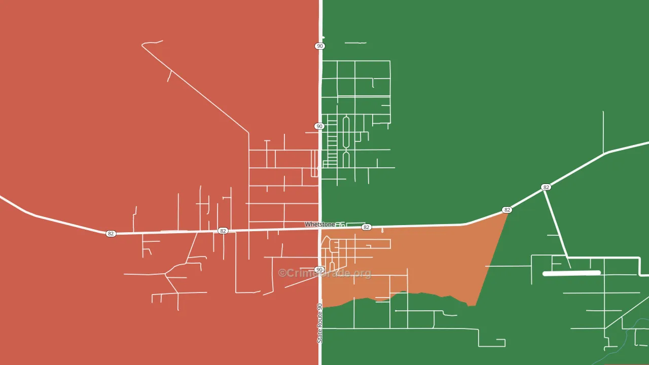 Whetstone, AZ Map of Robbery Rates