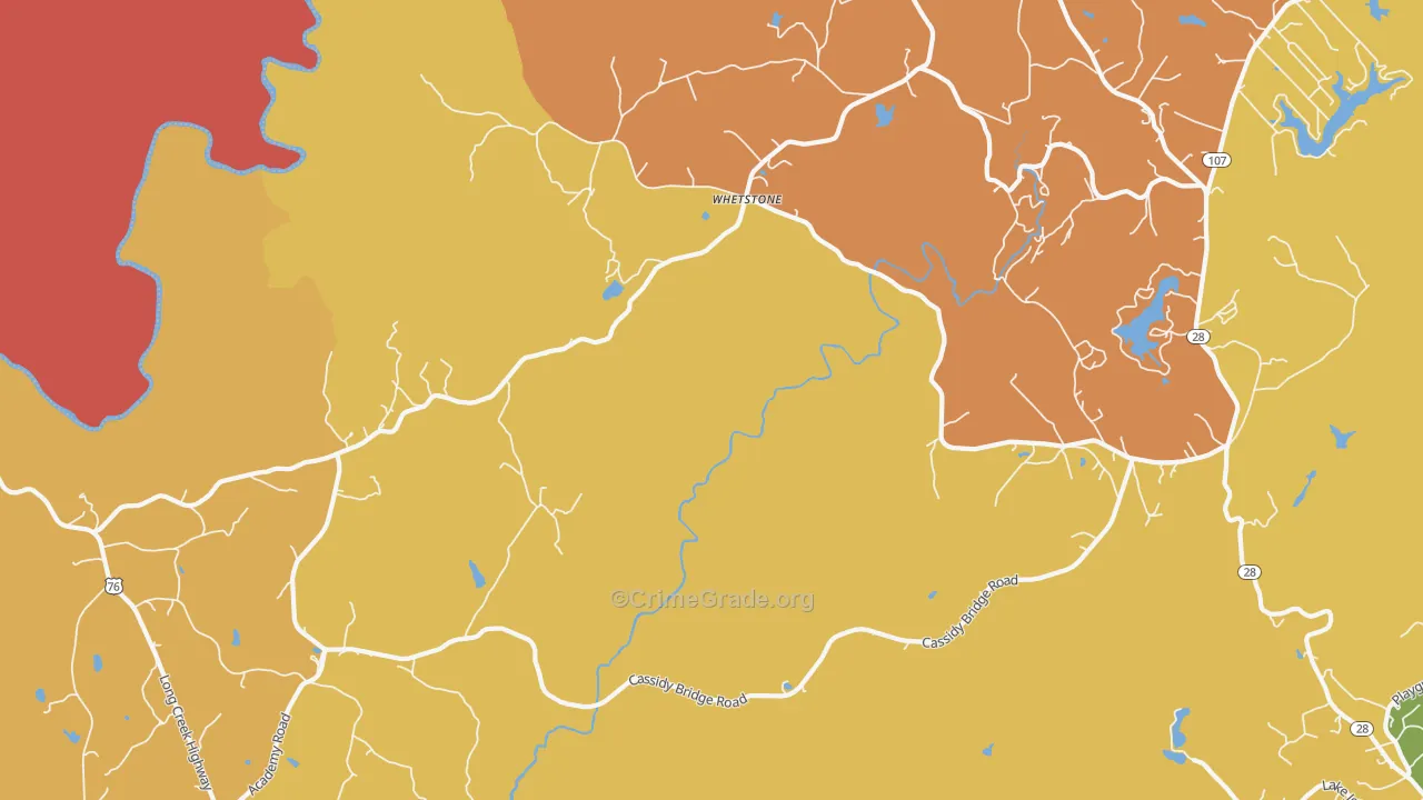 Whetstone, SC Map of Robbery Rates